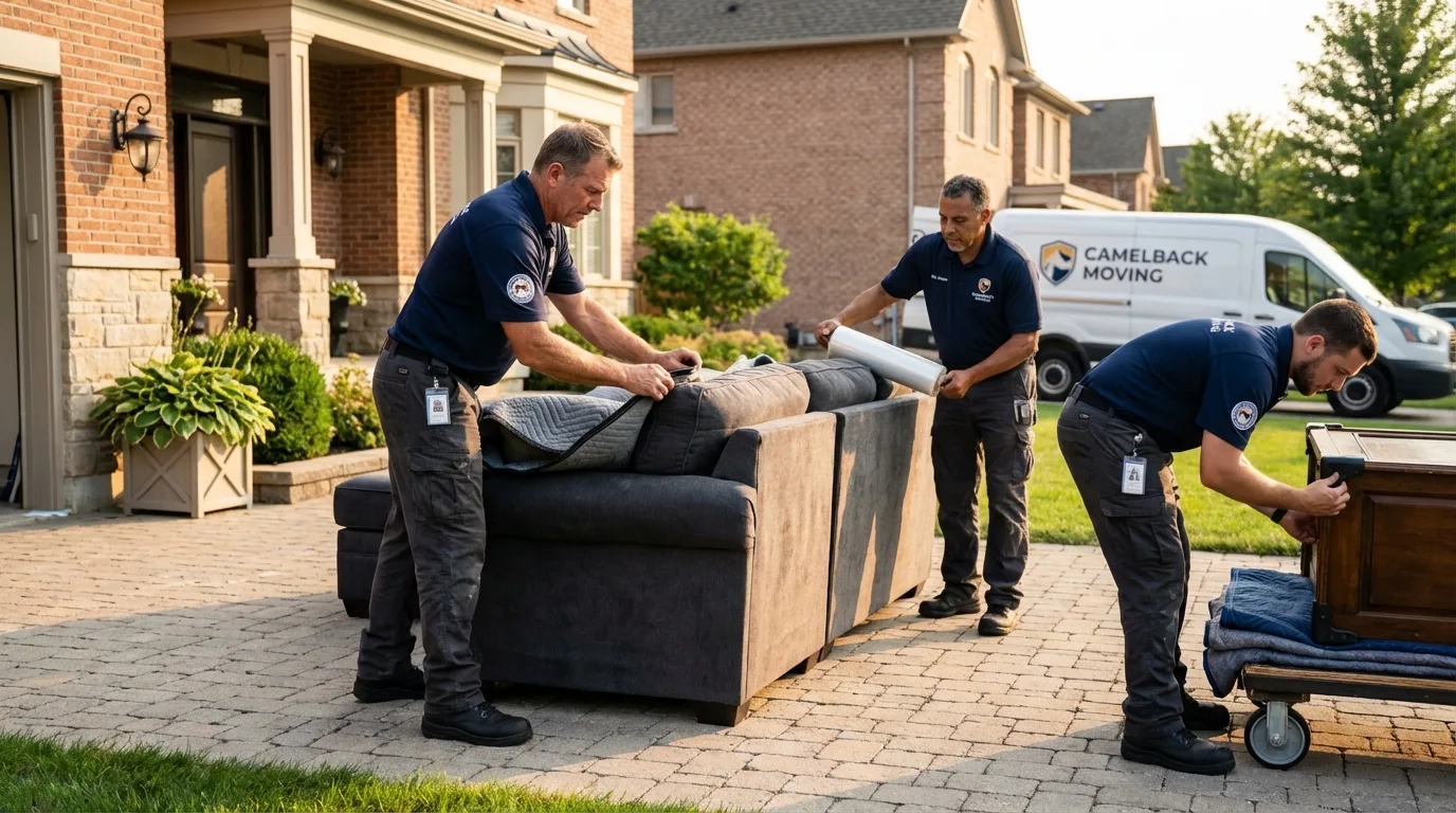 Large estate moving crew wrapping furniture in Fairbanks, AK