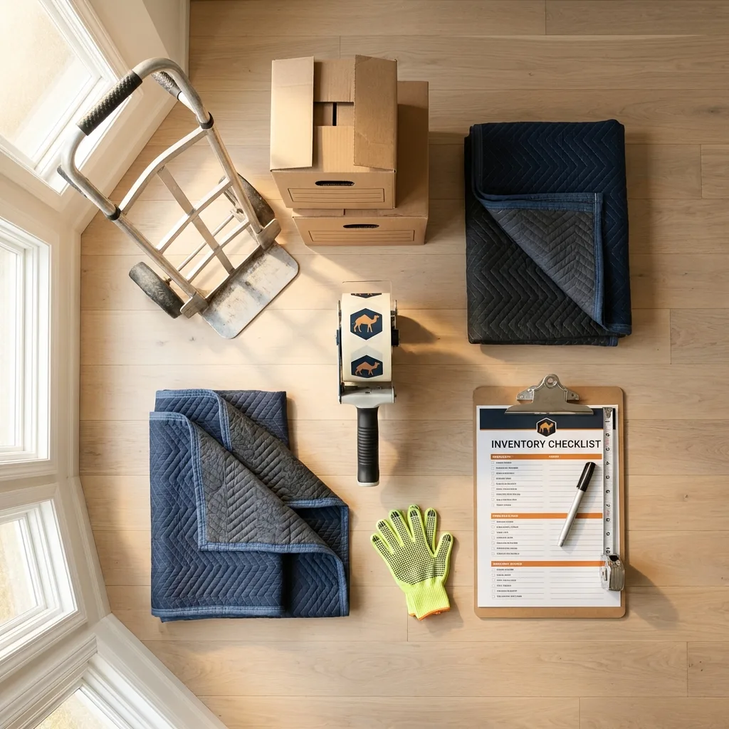 Professional moving supplies and packing materials layout for Fairbanks residential relocations
